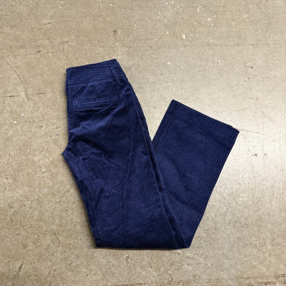 Zara Navy Blue Corduroy Wide Leg Pants Womens‎ XS 5030/508/401 NWT